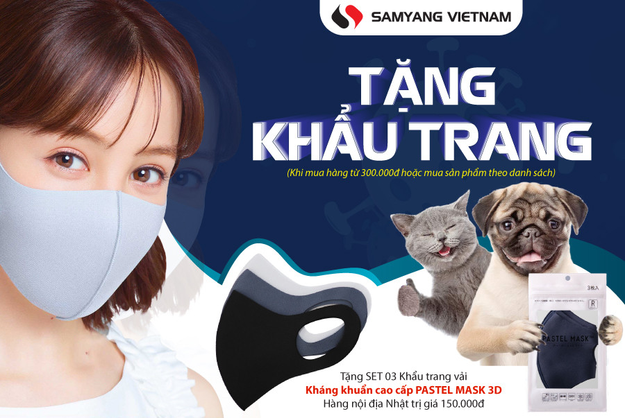 Chương trình khuyến mãi "Mua hàng tặng khẩu trang" diễn ra trong tháng 05/2023 tại Samyang 116 Khuất Duy Tiến